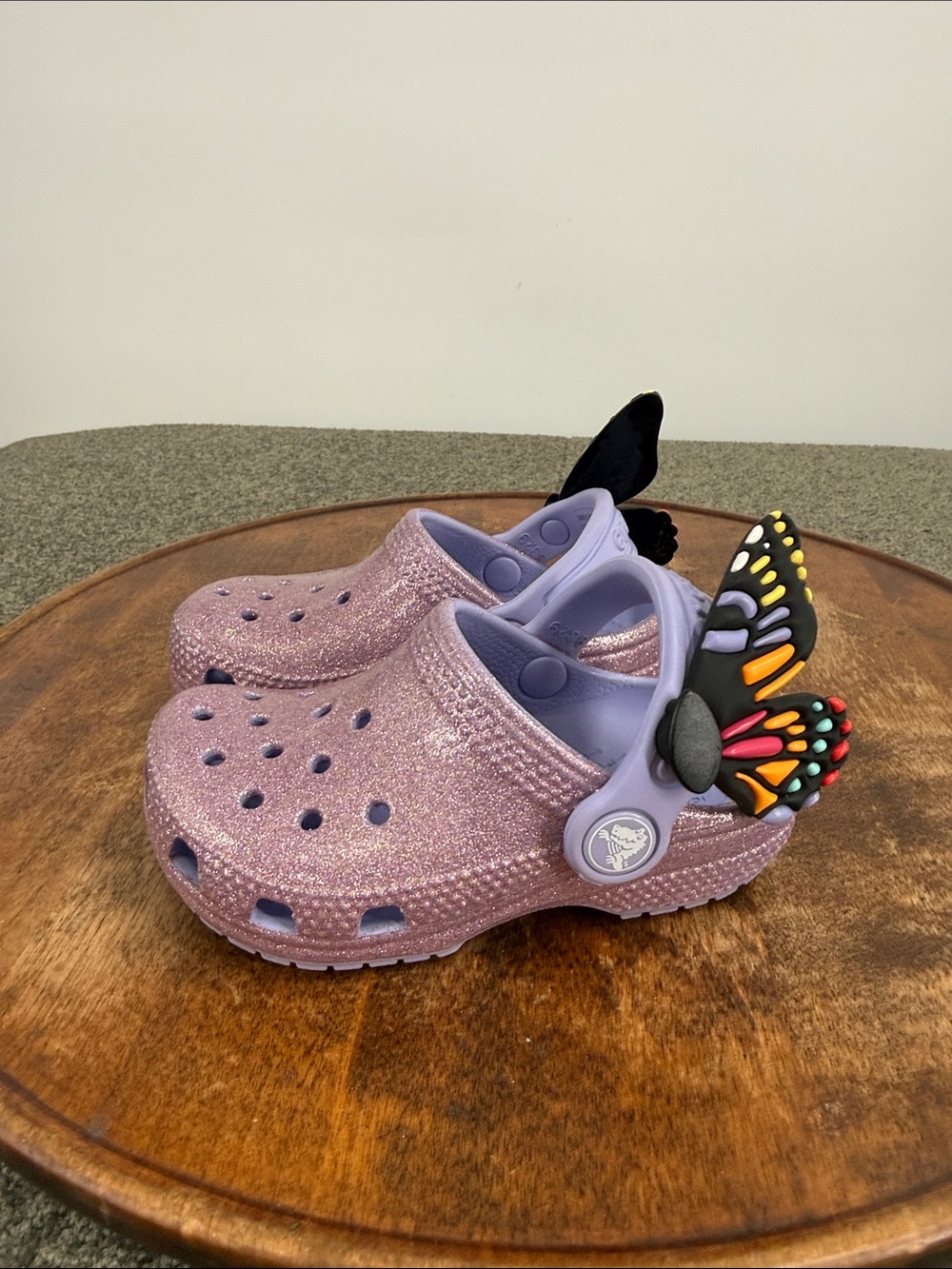 CROCS Shoes Child 7 Toddler Glitter Mystic Purple Clogs AM Butterfly Wings